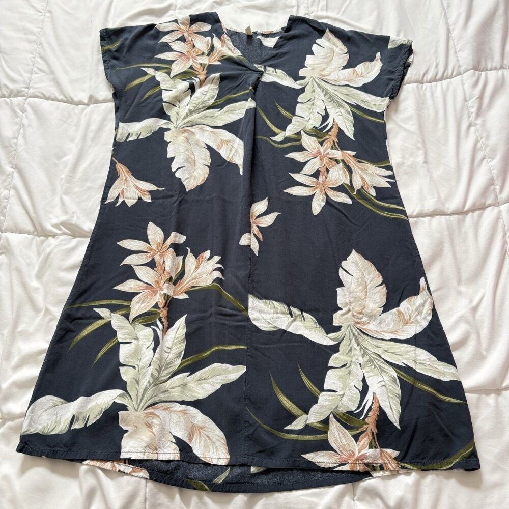 Womens Blue Floral Tropical Cover Up Dress Beach Summer Resortwear Lightweight